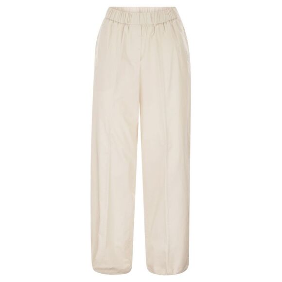 Peserico Women Loose-Fitting Stretch Cotton Trousers With Elasticated Waistband